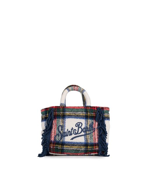 Borsa Vanity Mini Tartan blu bianco Mc2 Saint Barth | VANITY MINI W01454G TARTAN 1061 EMB